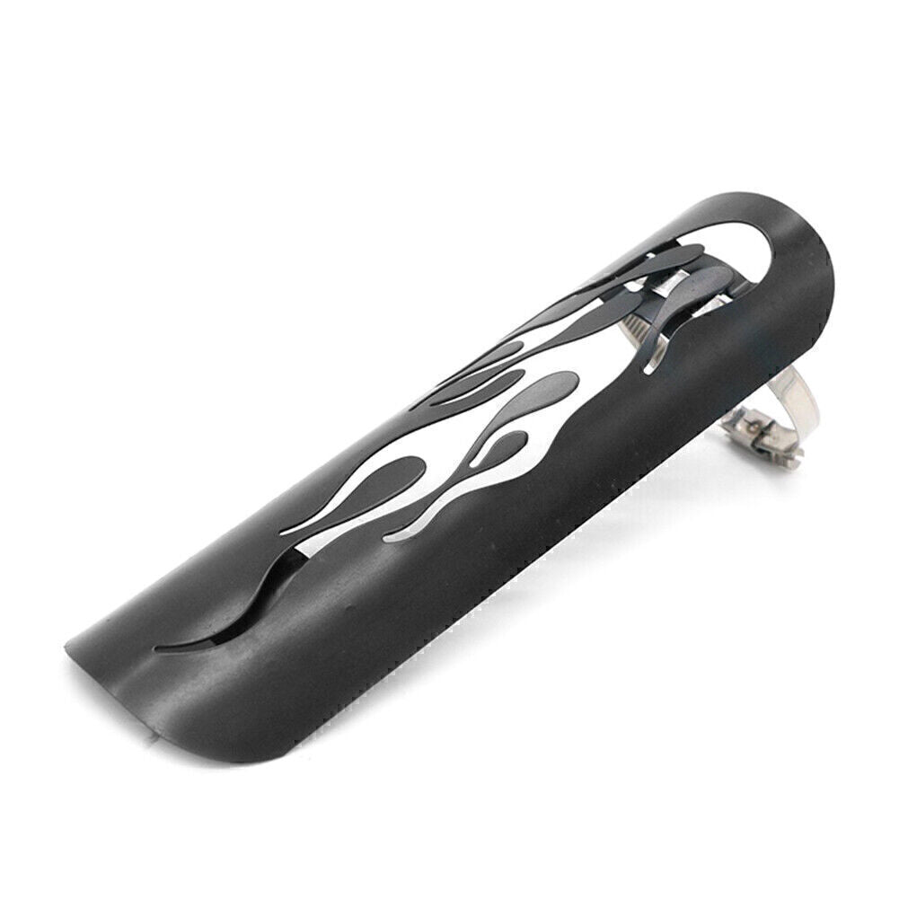 Motorcycle Black Exhaust Muffler Pipe Heat Shield Cover Heel Guard Universal Q