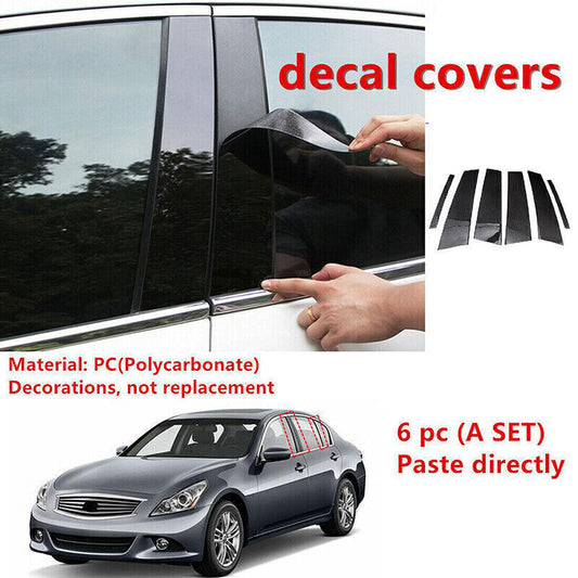 for Infiniti G35 G37 02-2013 Carbon Fiber Pillar Posts Door Window Molding Strip