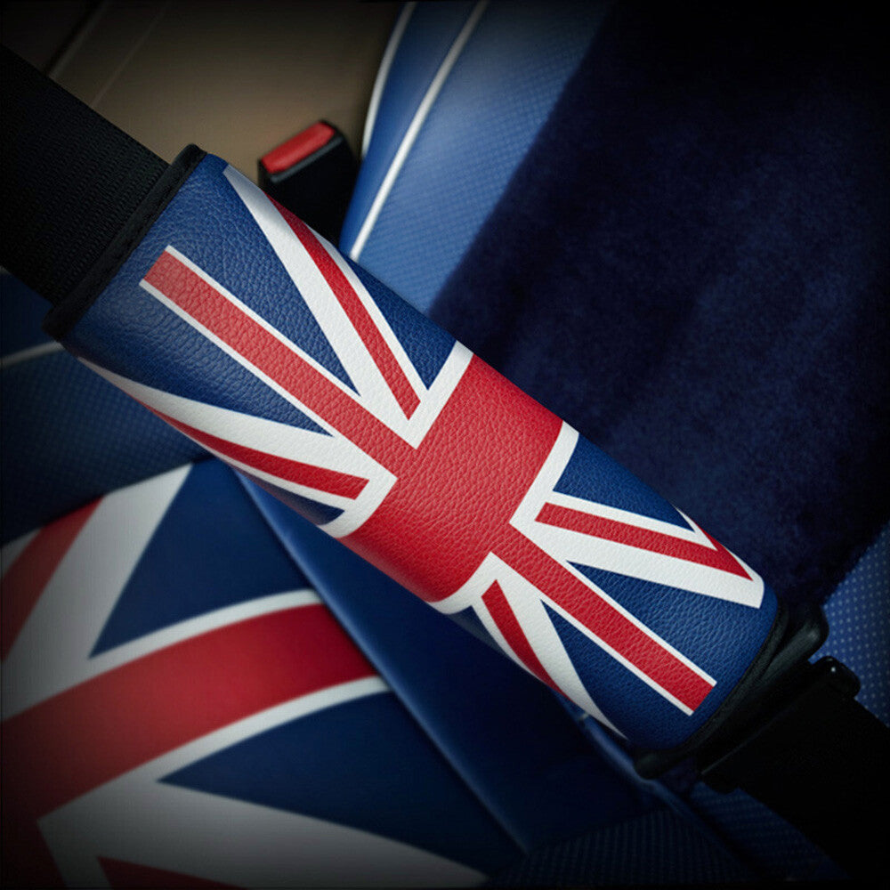 2-Pack for Mini Cooper Accessories Union Jack Car for Seat Belt Shoulder Backrest Pads - n
