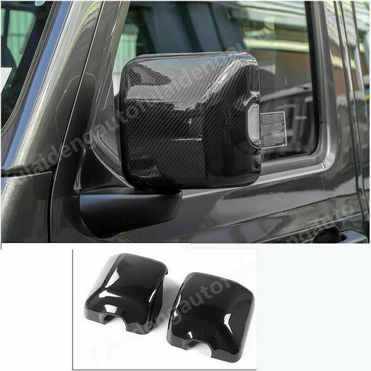 Carbon Fiber Side Door Rearview Mirror Cover Trim for Jeep for Wrangler JL 2018-2021