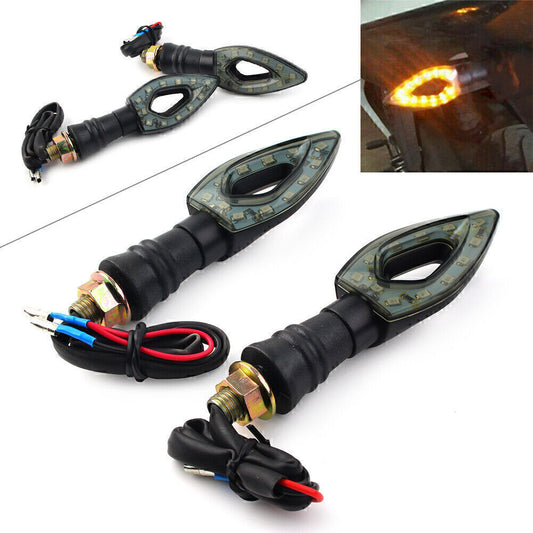 2x Universal Motorcycle LED Turn Signal Light Indicator Amber for Cafe Racer Q
