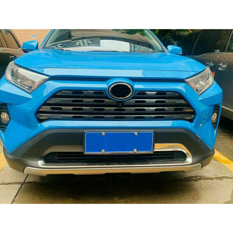 Glossy Black Front Center Mesh Grille Grill Strip trim for Toyota RAV4 2019-2023
