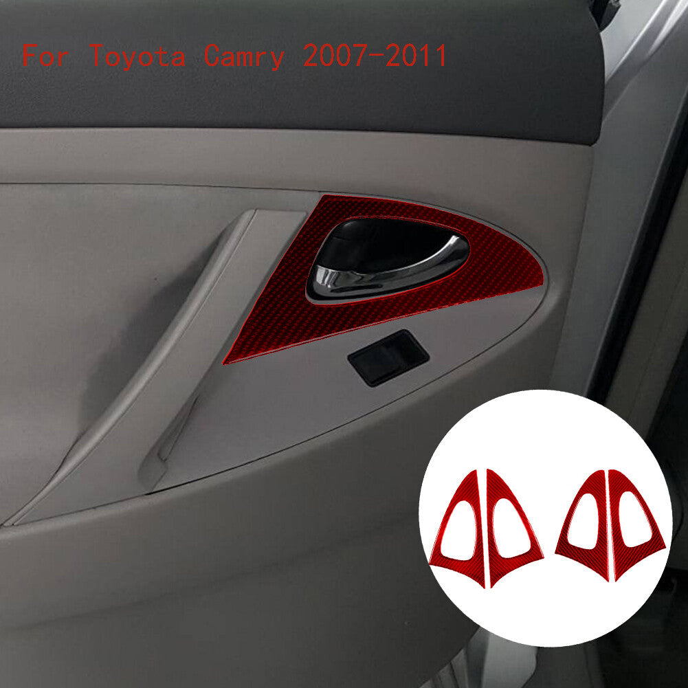 Red Carbon Fiber Door Handle Panel Trim Cover Sticker for Toyota for Camry 2007-2011