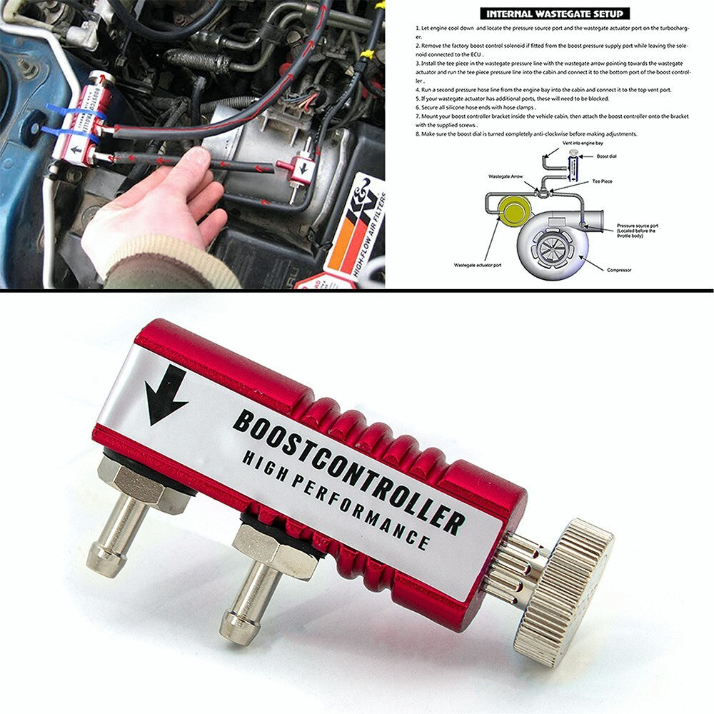 Universal Adjustable Racing Turbo Manual Acceleration Bypass Controller Kit 30PSI Red