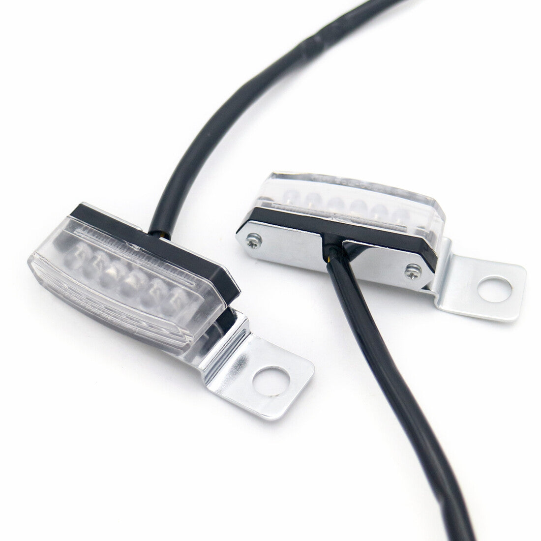 2X Chrome for Mini LED Brake Clutch Lever Mount Turn Signal Light for Harley for Honda Q