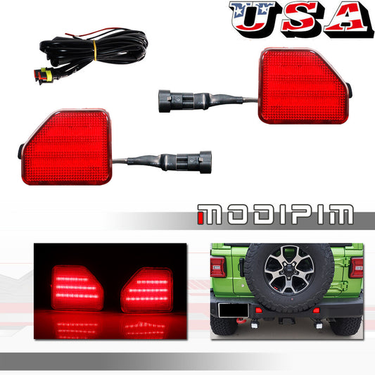 Red lens, red LED rear bumper reflector taillights suitable for 2018 for Jeep for Wrangler JL