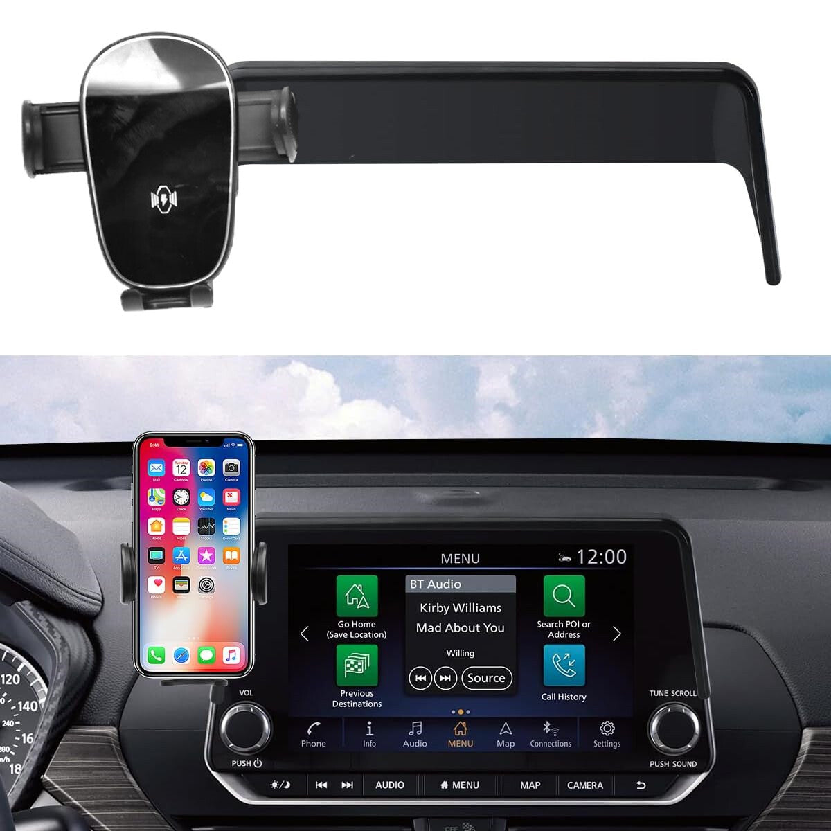360 Car Phone Holder for 2020-2024 Sentra with 8-inch Screen Movable Mount n