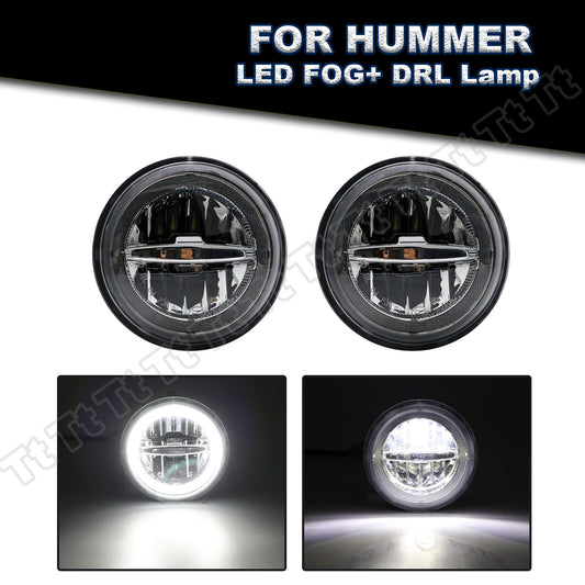 For 2003 - 2009 for Hummer H2 LED Halo DRL Driving Fog Daytime Running Lights - v