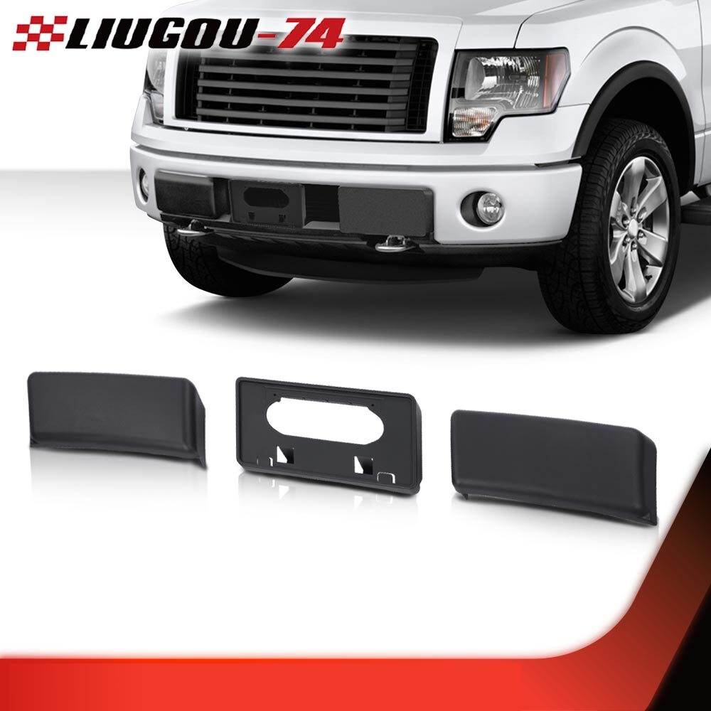 Front Bumper License Plate Bracket + Guard Cover Fits 2009 - 2014 for F150 - v