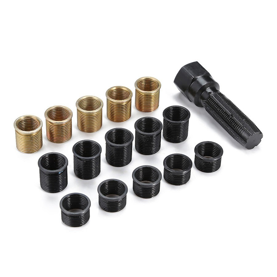 16PCS Thread Reamer Insert Kit Spark Plug Re-thread Repair Tap Tool M14 x 1.25mm