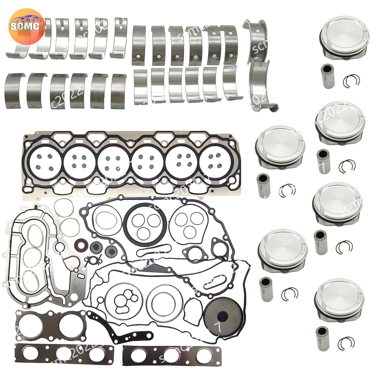 Engine Overhaul Pistons Seals Rebuild Kit for Volvo S80 XC60 XC90 3.2L B6324S