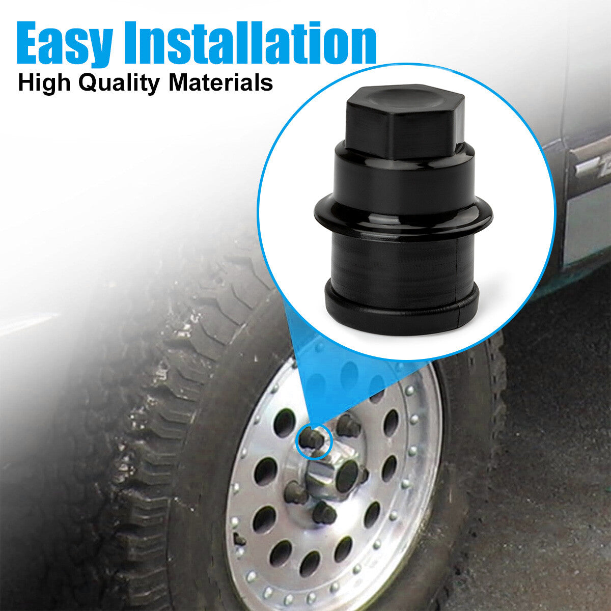 Wheel lug nut caps, black plastic, 24-piece set, new for GMC and for Cadillac trucks. v