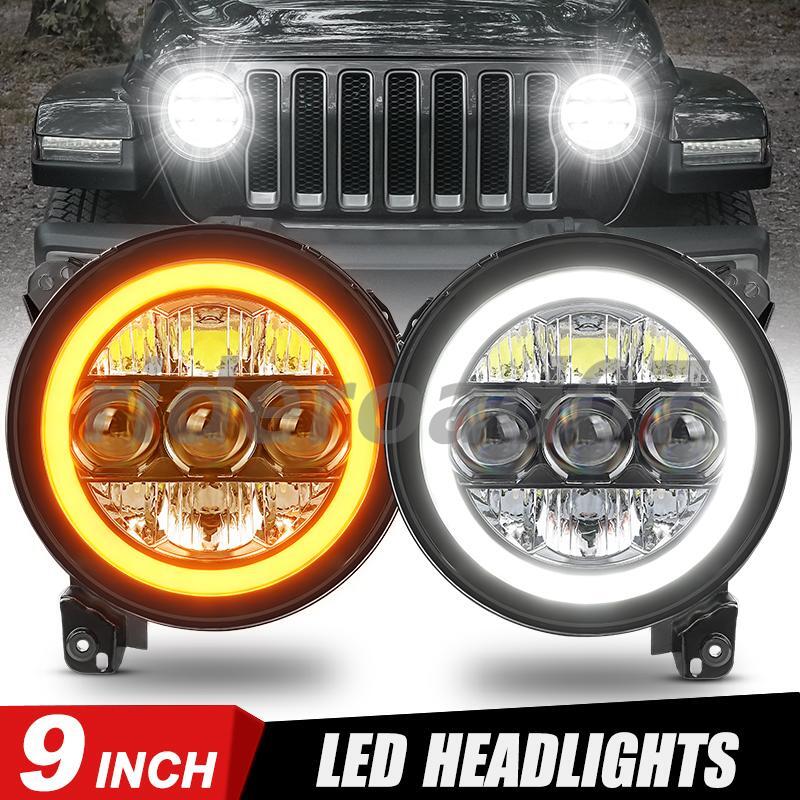 9 Round LED Headlights Fit for Jeep for Wrangler JL Gladiator JT 2018-2023