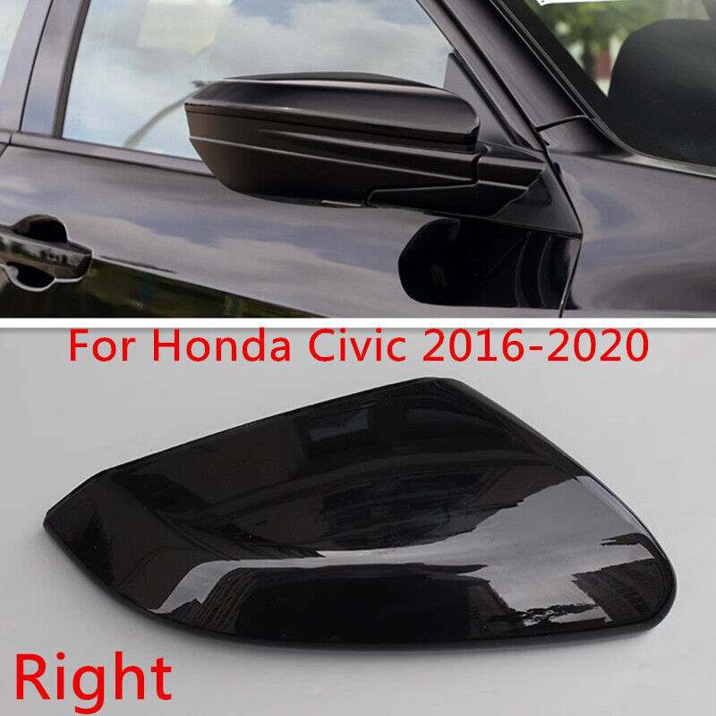 Black Right Rearview Door Mirror Cover Shell Cap Fit for Honda for Civic 2016-2020
