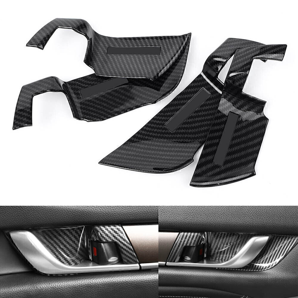 Carbon Fiber Style Interior Door Handle Bowl Cover for Honda Accord 2018 ABS