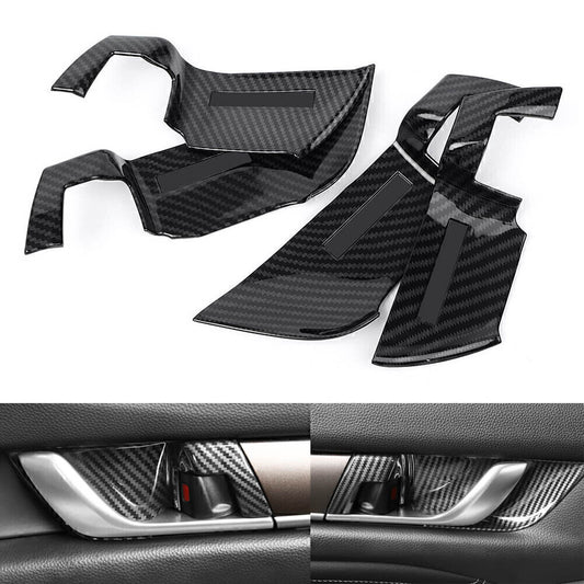 Carbon Fiber Style Interior Door Handle Bowl Cover for Honda Accord 2018 ABS