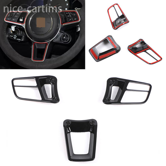 for Porsche for Panamera 2017+ for Cayenne 2018+ Gloss Black Steering Wheel Button Cover