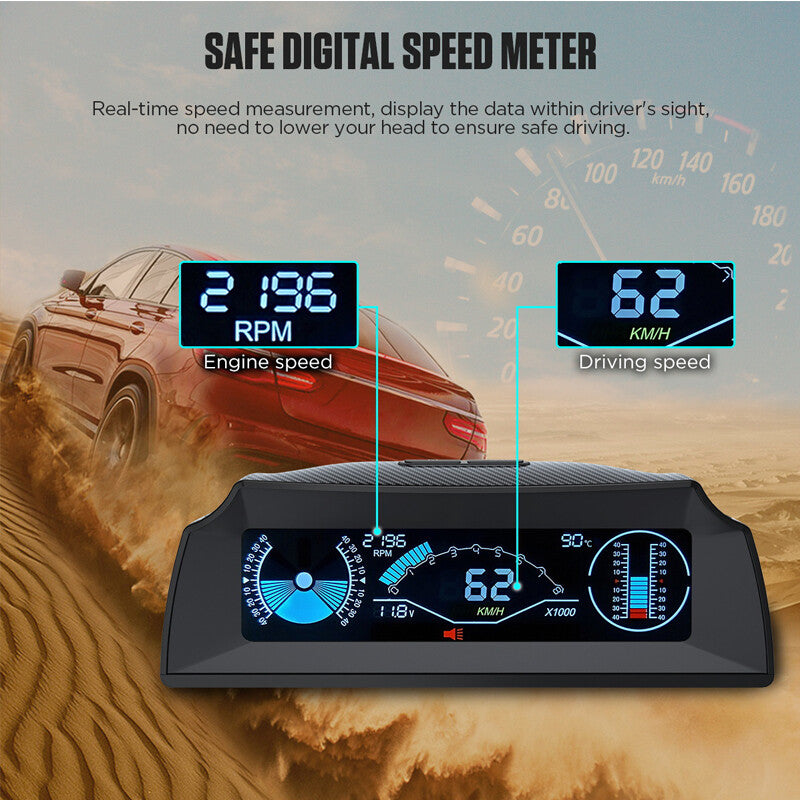 Car OBD Multi-function Gauge HUD Head-Up Digital Speedometer Slope Display Part v