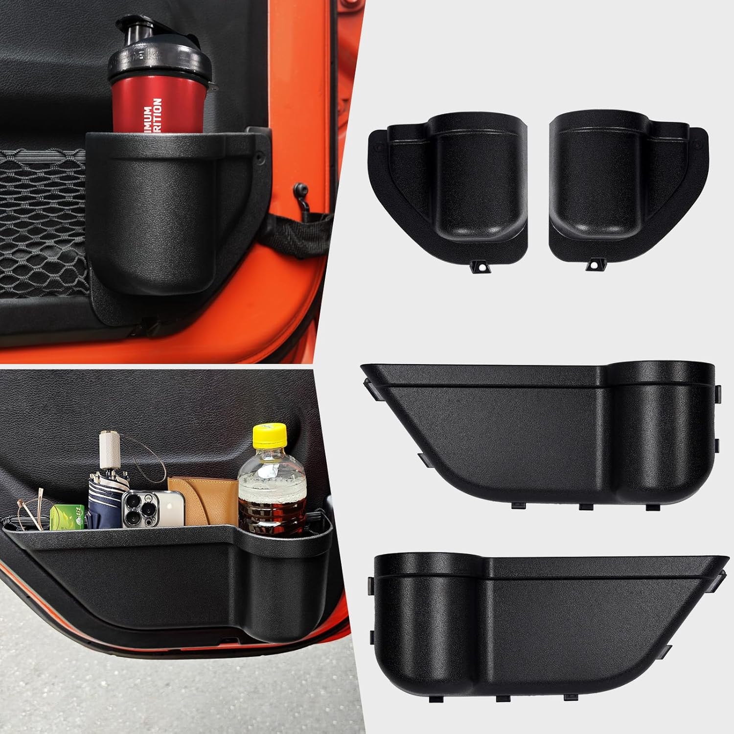 Door Storage Box For 2018-2024 for Jeep for Wrangler JL JT 4XE Tray Accessories 4-PACK