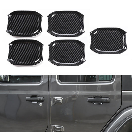 Outdoor Door Handle Bowl Cover Trim for Jeep for Wrangler JL 2018-2020 Carbon Fiber