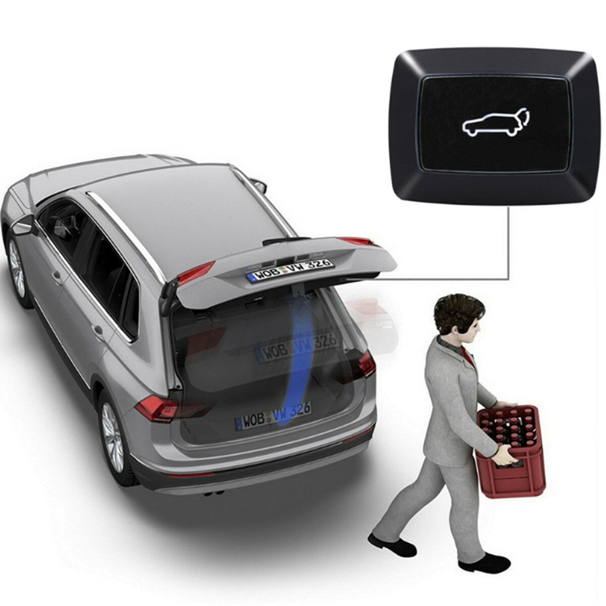 Car Tailgate Rear Trunk Lock Door Open Release Switch Button LED Tail Lamp Light