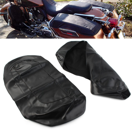 Leather Saddlebag Speaker Lid Cover for Harley Road Street Electra Glide 1997-13 Q