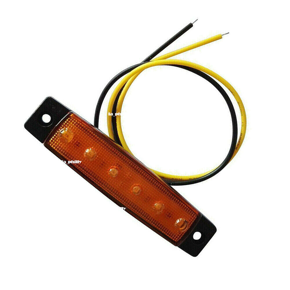 10Pc 24V 6LED Side Marker Indicators Lights Lamps Truck Trailer Bus Lorry-Yellow Q