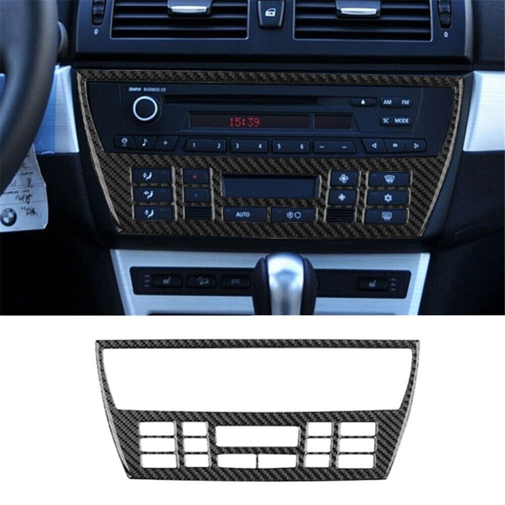 Carbon Fiber CD Panel Outer Frame Decorative Cover Trim For X3 2004-2010 New n