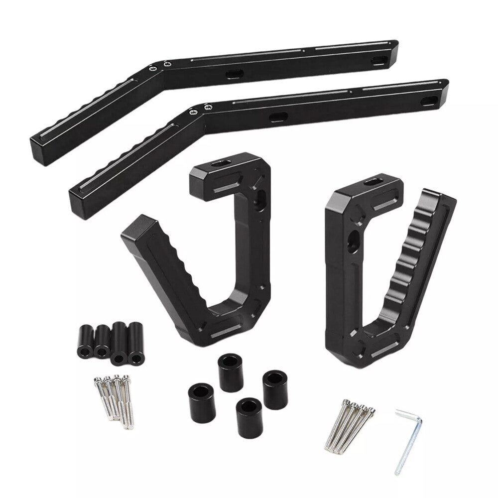Black Aluminum Front + Rear Grab Handles Grip Bar for Jeep for Wrangler JK 2007-2018