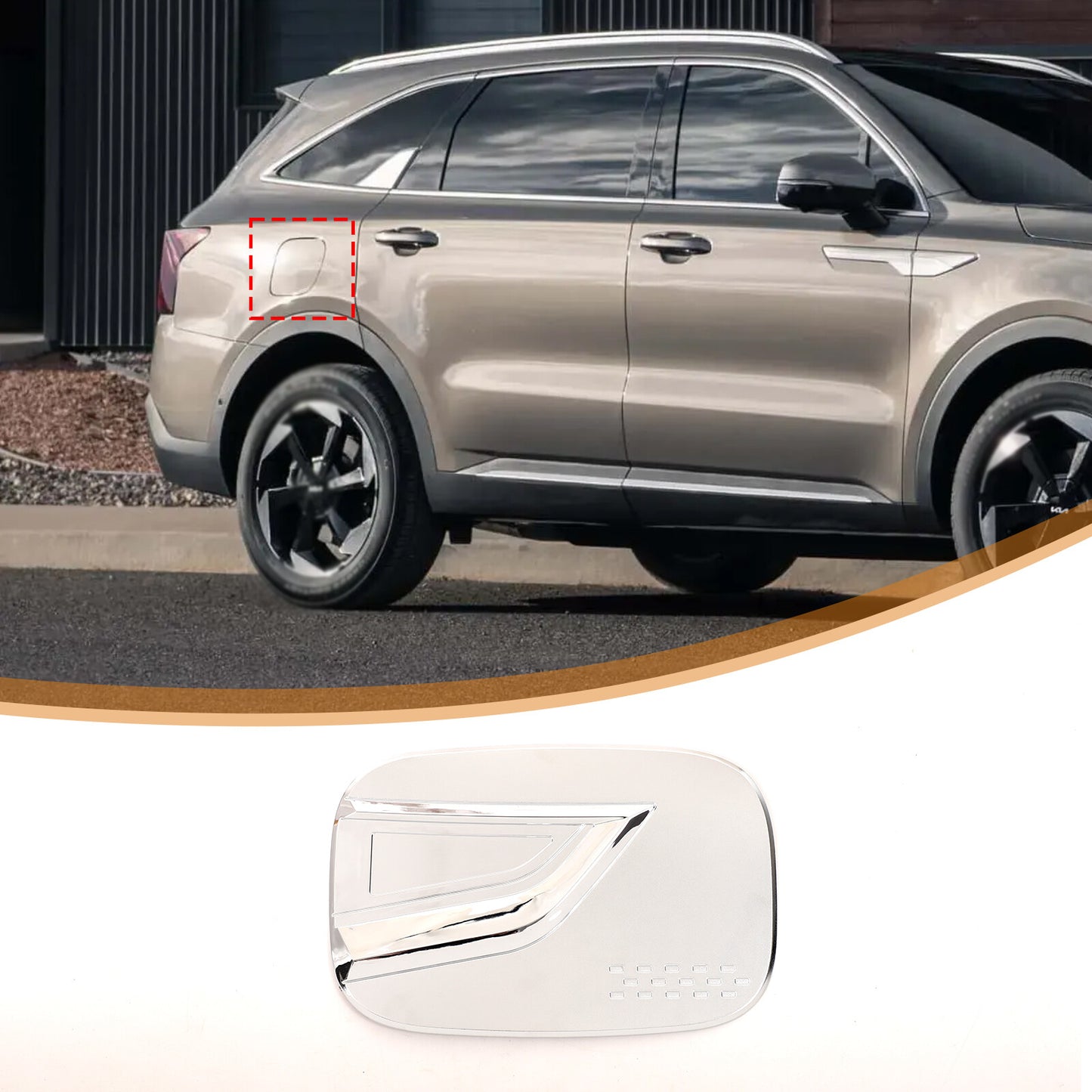 Chrome exterior trim for fuel tank cover on 2021-2024 for Kia Sorento - n