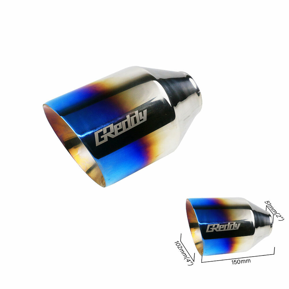 1PC Universal 2'' ID 4'' OD Exhaust End Tips Muffler Burnt Blue Pipe Tip