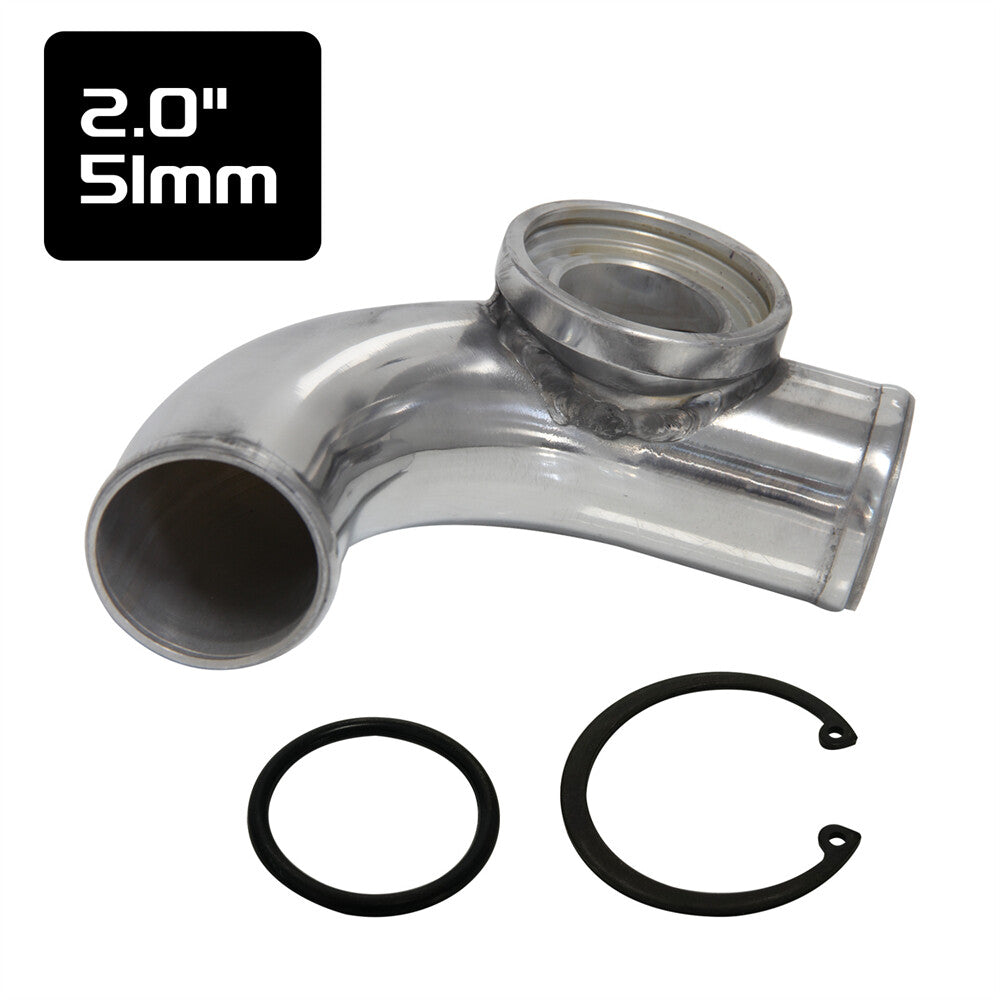 90 degree 2 51mm SSQV SQV Blow Off Valve Adapter BOV Turbo Aluminum Pipe Silver