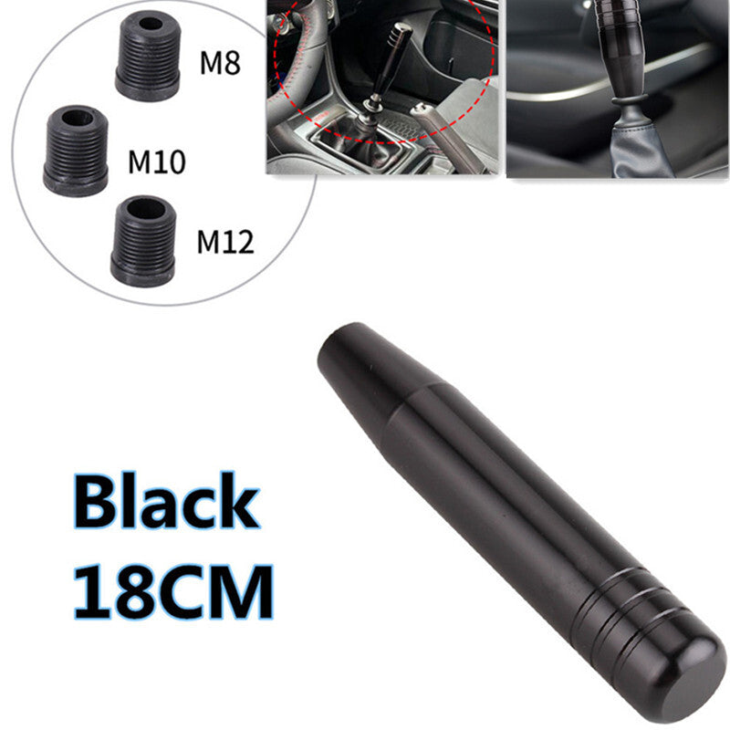 Universal Car 18cm Aluminum Manual Gear Shift Knob Manual Shifter 3Adapter Black