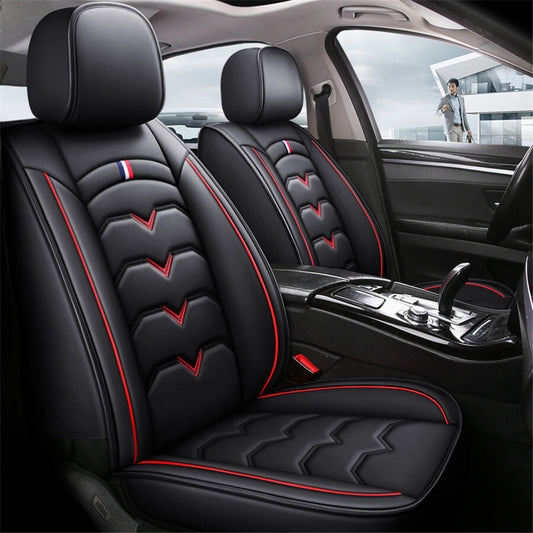 6D Full Surrounded Car for Seat Covers Cushion Set Durable PU Leather Black  Red US Q