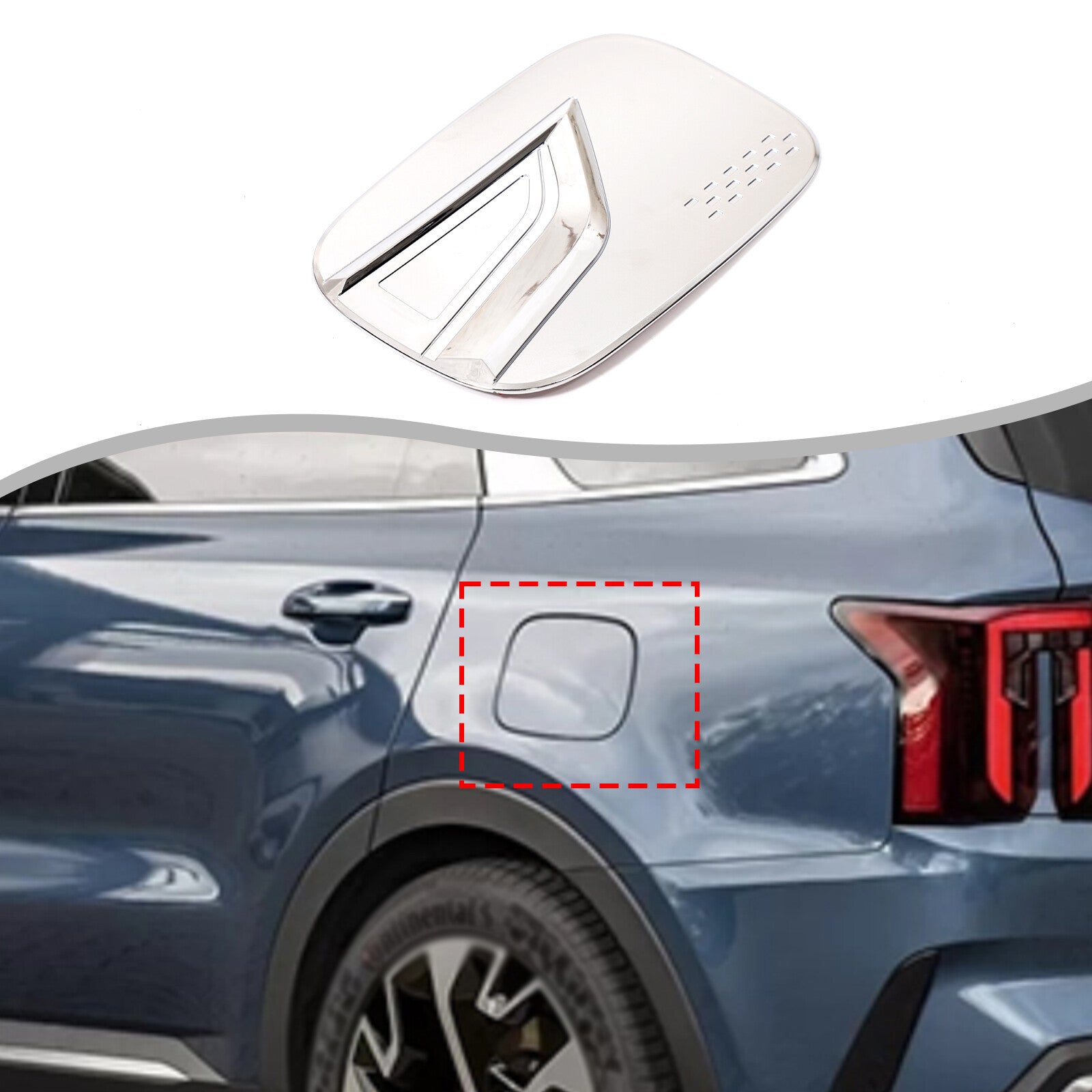 Chrome exterior trim for fuel tank cover on 2021-2024 for Kia Sorento - n