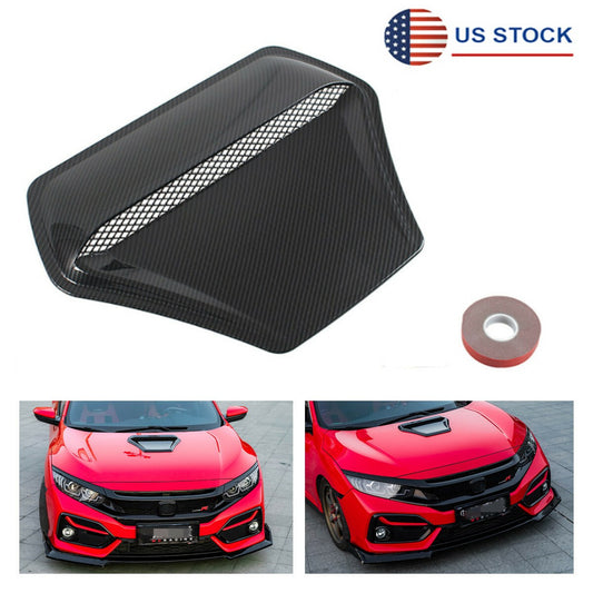 Glossy Carbon Fiber Car Front Air Flow Vent Cover Scoop Vent Bonnet Decor Cover Q
