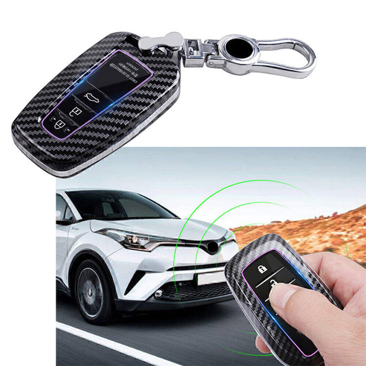Carbon Fiber Key Fob Case Fit for Toyota for Camry for Corolla C-HR CHR Prado RAV4 Prius Q