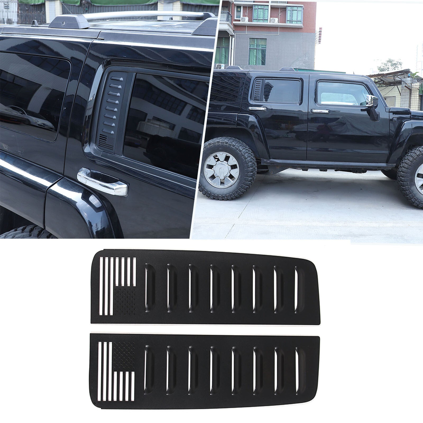 Alloy rear window glass cover trim (2 pieces) for Hummer H3 (around September 2005) n