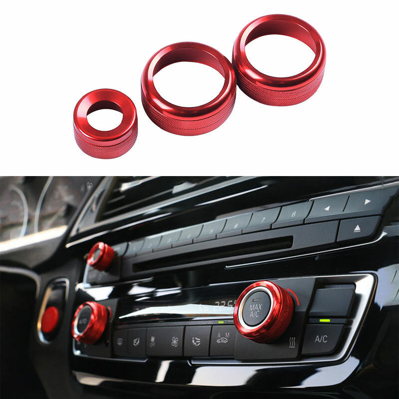 3X Red Aluminum Alloy Console Volume Switch Ring for BMW 3 4 Series GT 2013-2019