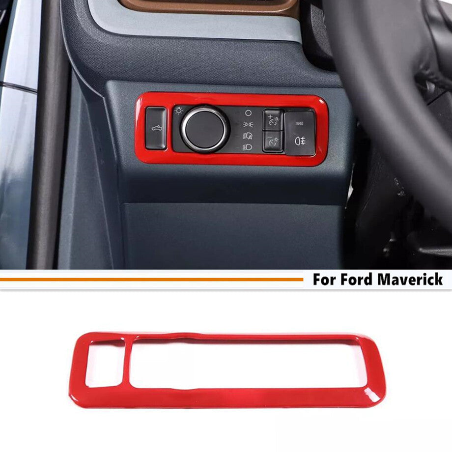 For 2022-2024 Maverick ABS Red Interior Headlight Switch Decor Cover Trim v