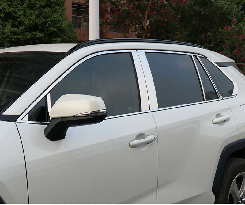 12P Chrome Door Window Pillar Post Mirrored Cover Trim for Toyota RAV4 2019-2024