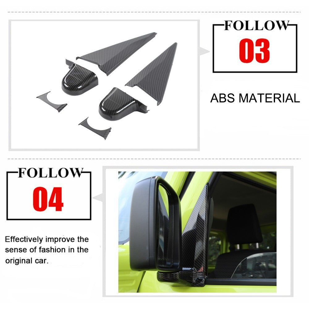Carbon Fiber Rearview Mirror Base Decoration Cover Trim for Suzuki for Jimny 19-23