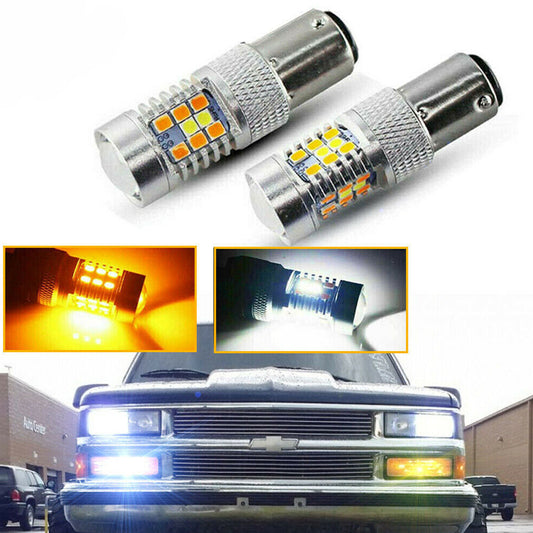 2x2357 Switchback White/Amber LED Turn Signal Light Bulbs for Chevy C1500/K1500
