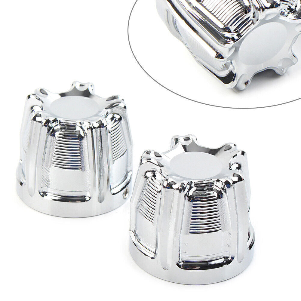 Front Axle Nut Cap Covers Chrome for Harley Dyna Softail Touring Street Glide XL Q