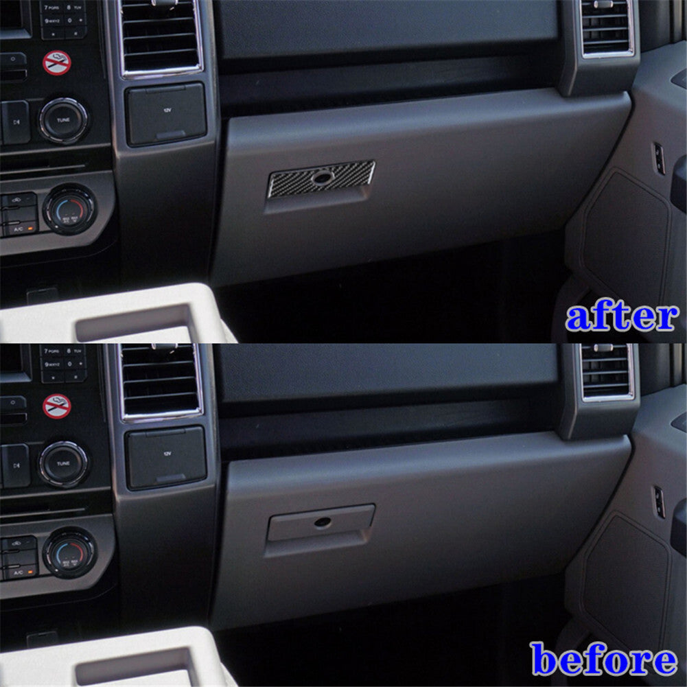 Carbon Fiber Interior Glove Storage Box Handle Trim Cover for Ford F-150 2015
