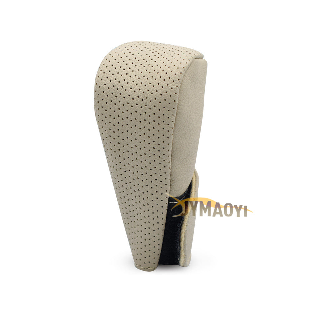 Beige No Slip Universal Auto Car Hand Gear Shift Knob Cover PU Leather Protector Q