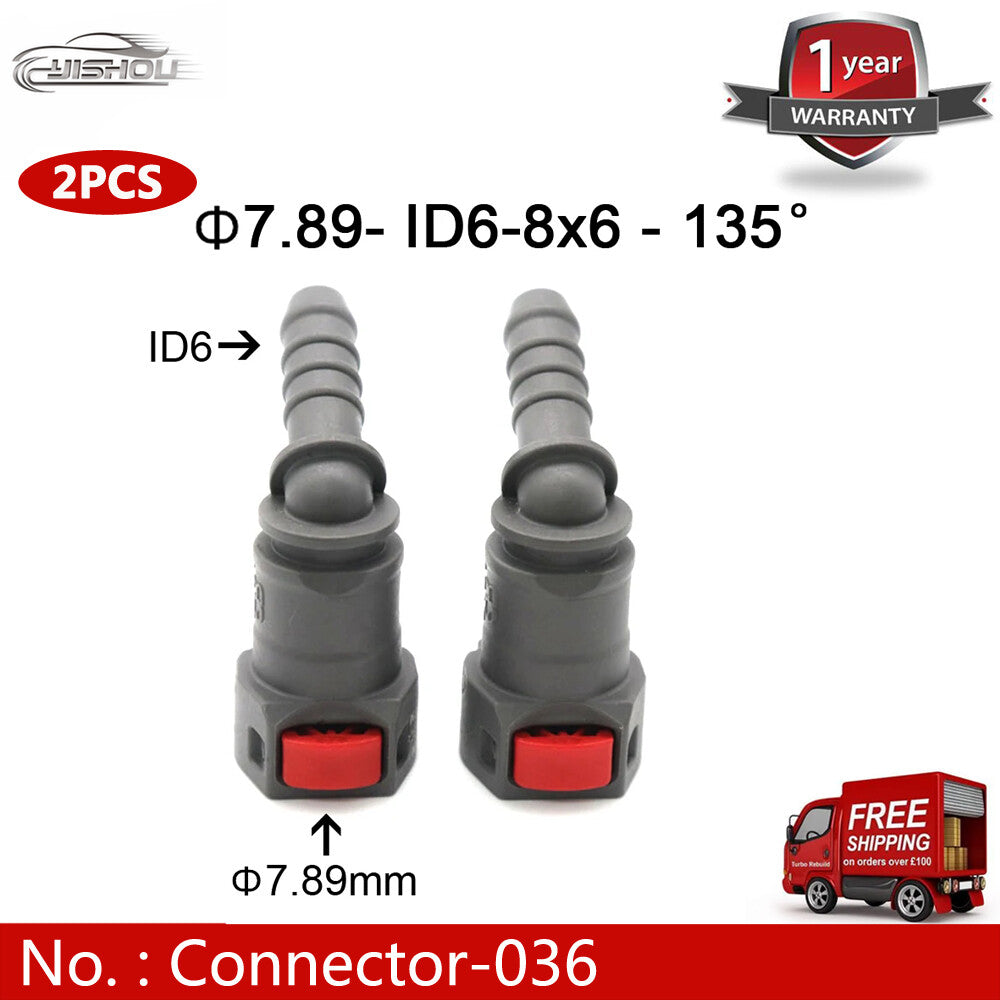 2-pack/Bulk Fuel Line Hose Quick Release Female Connector 7.89mm ID6 8x6 135¡ã