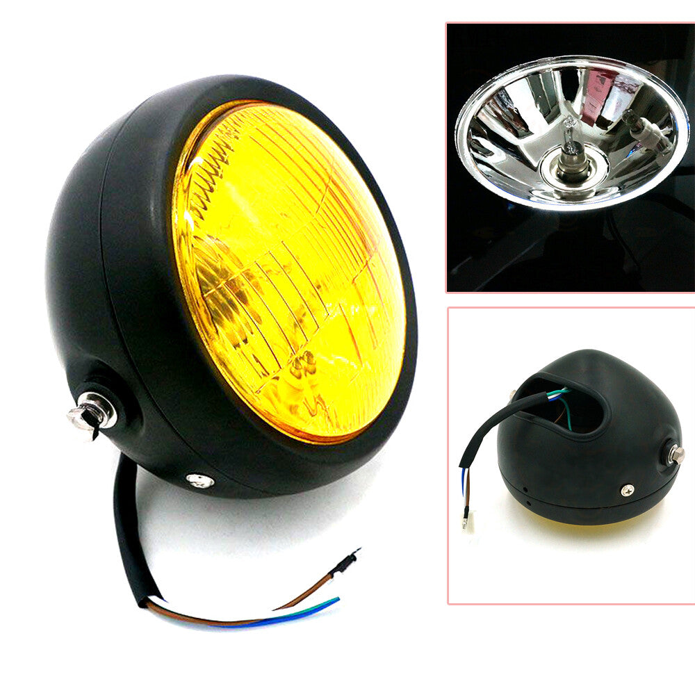 High/Low Beam 6.5 12V Amber Motorcycle Headlight Spot Fog Light Universal - n