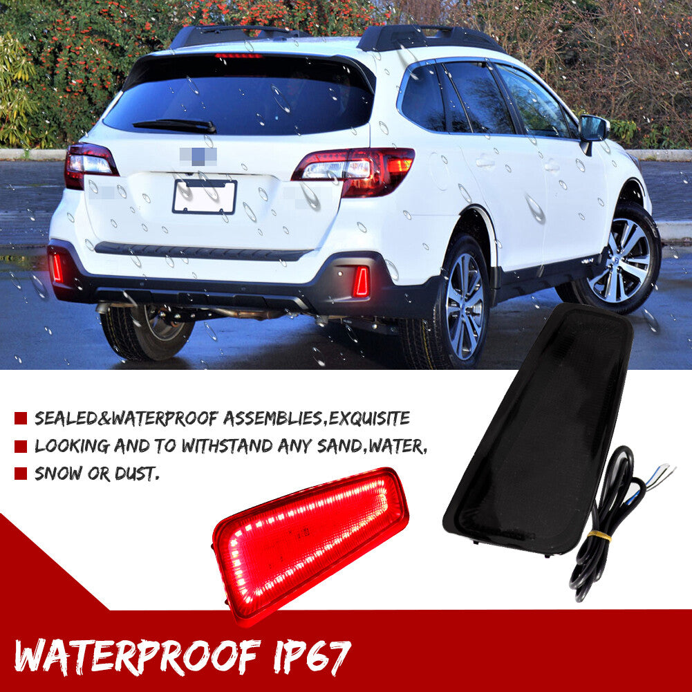 2pcs Black LED Rear Bumper Reflector Tail Brake Light for 2015 - 2020 for Subaru Outback - v