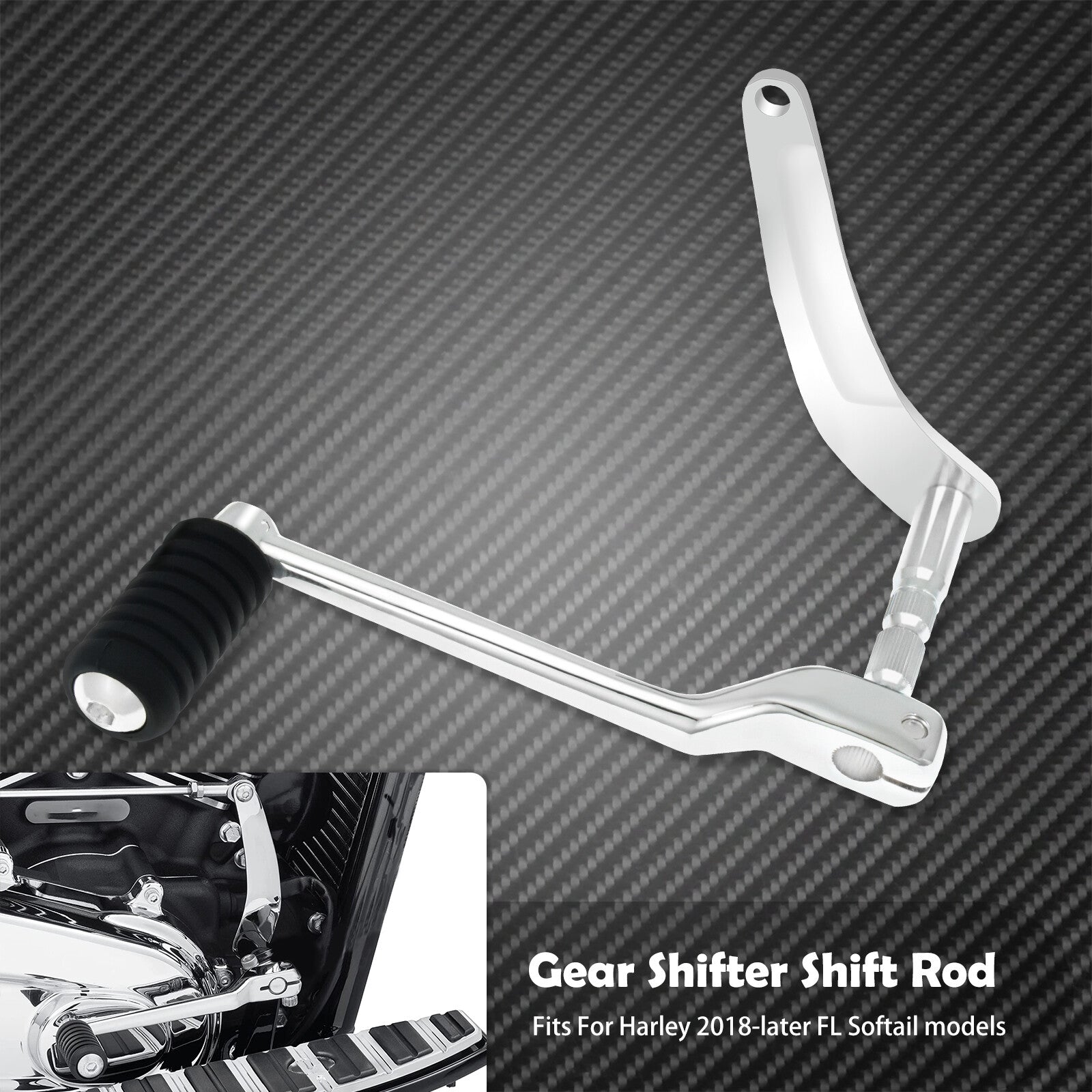 Chrome Gear Shifter Shift Rod Lever Arm Set Fit for Harley Solftail FL 2018-2022